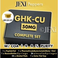 JexiPeppers GHK-CU 50MG w/ PharmaGradeBacWater | Peptides Beauty Kit Set