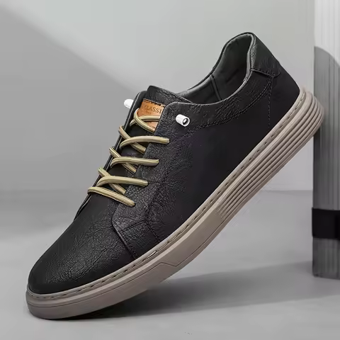 Genuine Leather Italian Casual Shoes Men's Lace Up Oxford Shoes Outdoor Jogging Shoes Office Men's D