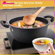 {MojoyceStyle}Soup Pot Nonstick Stock Pot with Handles Deep Casserole 21.5cm Iron Cooking Pot Induct