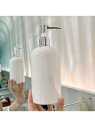 1入組500毫升白色壓式塑膠分配器瓶,適用於洗髮水,護髮素,沐浴露,乳液,適用於酒店,美容院,浴室