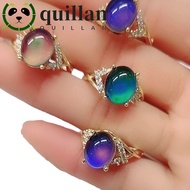 QUILLAN Retro Adjustable Mood Rings, Temperature Control Color Oval Changing Color Ring, Vintage Fas
