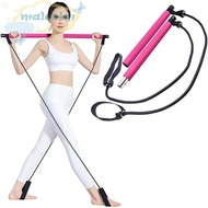 MALCOLM Pilates Sticks, With Ab Roller Multifunctional Pilates Bar Kit, Workout Core Stretching Muscle Workout Yoga Resistance Bands Home