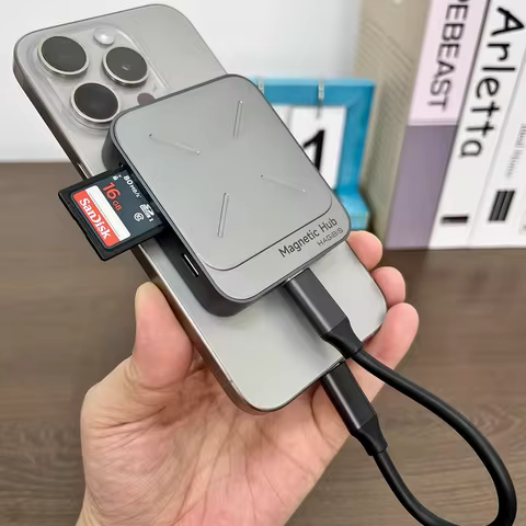 Magnetic USB C Hub with Magsafe for iPhone 16 15 Pro Max, 7 in 1 Type-C Docking Station 4K@60Hz HDMI