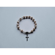 G87 CZECH CRYSTAL MOTE ROSARY BRACELET DOFF CROSS