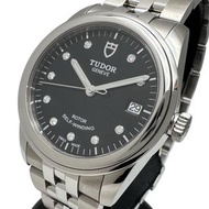 二手TUDOR55000 Glamour Date 腕錶，鑲嵌 10 顆鑽石，不鏽鋼自動機芯，黑色錶盤，男士腕錶，附錶盒和保固卡。