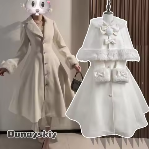 AzO S@Retro Heiress Cosplay Costume Winter Japanese Kawaii Coat Cloak Faux Fur Collar Long Sleeve To