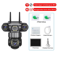 V380 Pro Kamera CCTV dengan SIM 4G 3 lensa 3 layar zoom 10x kejernihan 4K 360°cctv wifi sambung ke h