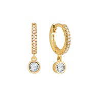 My Juvel 14K Gold Plated 925 Sterling Silver Willow Huggies Gold Clear Earrings Anting Anting Access