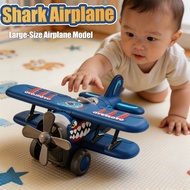 Kids Aeroplane Toys Inertia Pushing & Propeller Rotation Shark Plane Model For Kids Birthday Gift