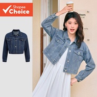 Lovito Women's Casual Plain Washed Button Denim Jacket L101AD017  Lovito Jaket Denim Wanita Kasual, 