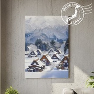 日本製帆布畫・白川鄉、岐阜・日本風景・送禮、擺設、裝飾