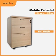 Hatton- 2D1F Mobile Pedestal | 3 Drawers | Home Office Drawer Cabinet with Lock |  Office Pedestal |