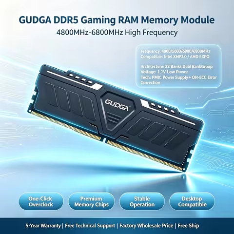 GUDGA DDR5 Desktop Memory RAM 8GB 16GB 32GB 4800MHz 5600MHz 6400MHz DIMM with Aluminum Heatsink for 