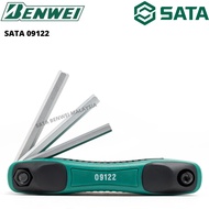 SATA 09122 9PCS FOLDING HEX KEY SET, S.A.E. / INCHES SIZE / 1/4", 7/32", 3/16", 5/64", 3/32", 7/64",