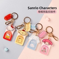 MINISO produk terkenal Sanrio bingkai foto rantai kunci anjing kayu manis Melodi comel beg comel hiasan loket