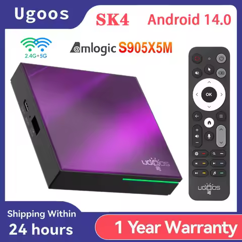 Newest Ugoos SK4 Smart TV Box Android 14 Amlogic S905x5M-J 4GB 64GB 2.4G/5G Wifi BT5.4 4K Set Top Bo