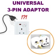 3 x Universal 3-Pin Adapter for SG and UK Power Sockets
