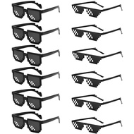 Thug Life Party Sunglasses 8 Bit Pixelated Mosaic Gamer MLG Photo Props Unisex Glasses 12 Pack