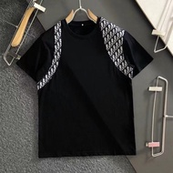 NEW_DIOR 2024 New Summer Trendy Splicing Presbyopic Letter Embroidery Round Neck Casual Popular Short-sleeved T-shirt For Men And Women
