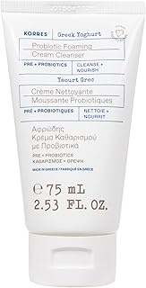 KORRES Greek Yoghurt Foaming Cream Cleanser, Hydrating, Deep Cleansing Skin Care, Makeup Remover, Fa