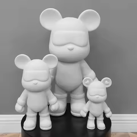 Graffiti Painted Fluid Bear White Body Ornaments Animal DIY Handmade Personalized Model Home Desktop
