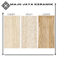 KERAMIK DINDING GLOSSY 30X60 CREAM DAUN COKLAT | KERAMIK KAMAR MANDI