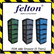 [READY STOCK] 5 Tier Plastic Drawer Plastic Cabinet Plastic Storage Rak Baju Bayi Budak 5 Tingkat 5 Laci Felton FCT488