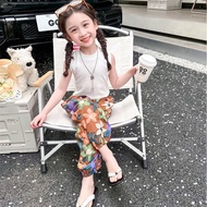 LikeBaby damit pambata ng mga babae Girls summer suits 2024 new childrens clothing small and medium-