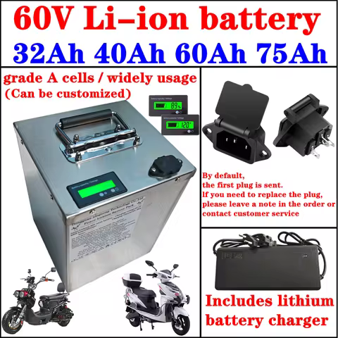 Rechargeable 60V 40Ah 32Ah 60V 60Ah 75Ah Lithium Li-Ion Battery for Skateboard Vehicle