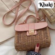 Artificial Beg Straw Rotan Woman Anyaman Rattan Woven Bag Handbag Woman Rattan Beach Bag Sling Bag W