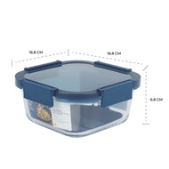 M KITCHEN กล่องแก้วถนอมอาหาร กล่องอาหารแก้ว Superlock Blue seires กล่องถนอมอาหาร กล่องข้าว (C1)