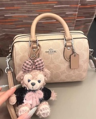 全新🌸 COACH mini黑咖深色枕頭包 肩斜背包女包