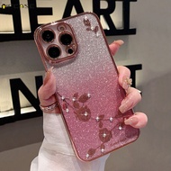 Samsung Galaxy J8 J6 J6+ J4 Plus J4+ 2018 J7 J5 J3 Pro 2017 2015 J2 Grand Prime Phone Case Plating Rose Flower Diamond Gradient Shiny Shining Glitter Bling Soft Casing Case Cover