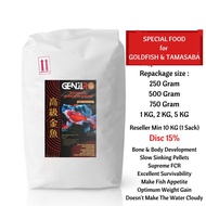 TERBAIK PAKAN/PELET GOLDFISH IKAN MAS KOKI & TAMASABA - GENJIRO BODY BUILDING FOOD 500 GR