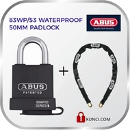 ORIGINAL ABUS 83WP/53 WATERPROOF PADLOCK WITH HARDENED STEEL CHAIN IN FABRIC