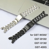 Stainless Steel Strap for Casio G-SHOCK GSTW300 Watch Band Replacement GST-W300/S130 GST-400G GST-B100 Metal Men's Watches Bracelet