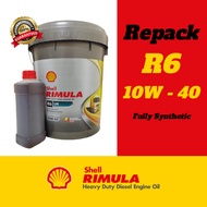Shell Rimula R6 R5 10W-40 Synthetic Formulation - [Repack] Minyak Hitam Shell Advance AX3 AX5 AX7