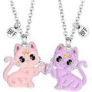 Best Friend Necklace for 2, Magnetic Sweet Cat Pendant Friendship BFF Birthday Gift for Women