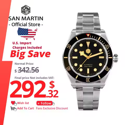 San Martin BB58 Luxury Men Watch 40mm Classic Retro Diver PT5000 Automatic Mechanical Watches Sapphi
