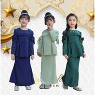 RAYA 2023 Cool Elves Peplum Lace Baju Raya Design Mint Cream Baby Blue Pink Kurung Kanak Kanak-Kanak