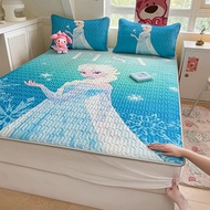New Disney Latex Mat Fitted Sheet Summer Cool Latex Soft Skin Fitted Sheet Cute Cartoon Style Bed Sheet Cover Soft, Skin-Friendly and Breathable Double/Double plus-Sized Pillow Case Bedding Set