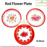 Round Enamel Plate/ Red Flower Plate/ Piring Bulat/ Dulang Plastik Besi/Dulang Talam