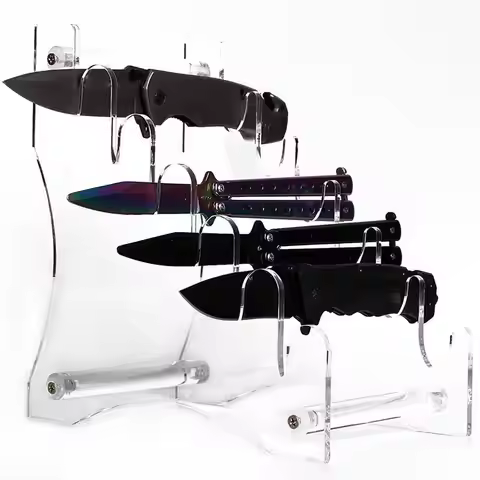 6-Slot Knives Display Stand Acrylic Knife Holder Shelf Folding Pocket Knife Storage Stand Display Ho