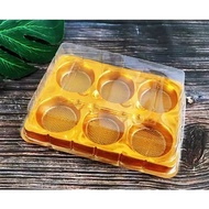 6 Cavity Plastic Gold Tray 1317 With Clear Cover Mochi Moon Cake Cupcake Fruit Tart Box Dessert Box 