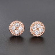 Round Crystal Stud Earrings for Women Korean Cute Zircon Earings Rose Gold Accessories Fashion Jewel