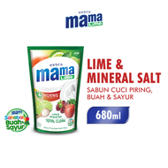Mama Lime Sabun Cuci Piring Lime & Mineral Salt Pouch 680ml