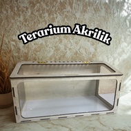 Acrylic Wooden Terrarium Trapezoid Hamster Gecko Cage