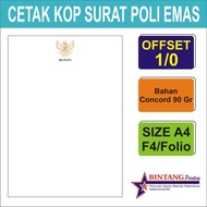 Cetak Kop Surat Poli Emas Garuda / Logo Instansi Concord 90 gr MURAH
