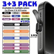 3+3 Pcs Metal Speaker Dust Mesh (3pcs - Multi-Color) + Type-C Dust Plug (3pcs - Black) Set Compatibl