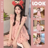 LUNA set đồ nữ đẹp đồ ngủ nữ mặc nhà Two piece set of pajamas pure desire girl student suspender top